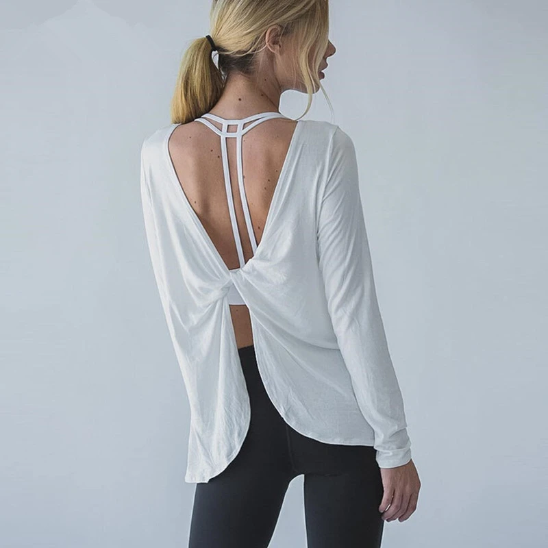 Женская спортивная майка с открытой спиной Ayopanda свободная драпированная