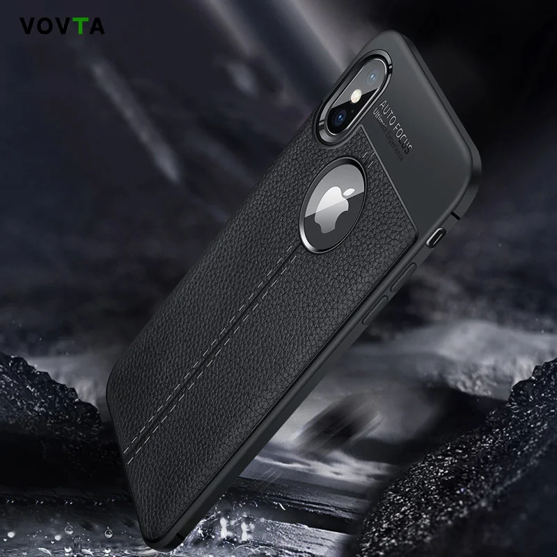Luxury Litchi Leather Phone Cases For iPhone 6S 6 7 8 Plus XS Max Cover Skin Soft TPU Silicone Case XR X 5 5s Shell |