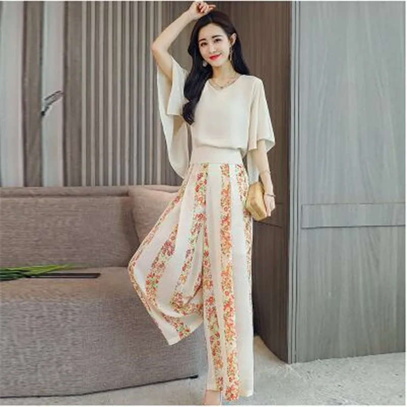 Летняя одежда элегантные женские костюмы 2018 новые женский комплект 2 шт. печати