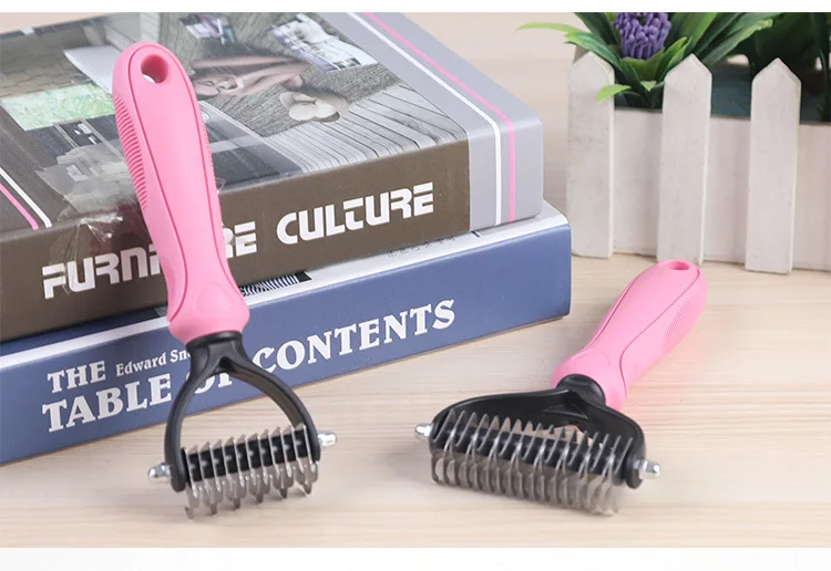 Профессиональный ПЭТ двухсторонний открытый узел Грабли Расческа Щетка триммер