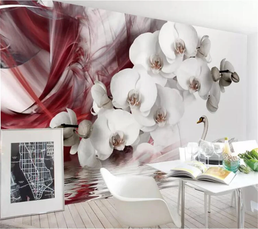 

wellyu Custom wallpaper 3D photo murals обои modern beautiful butterfly orchid TV background wall paper mural 3d papel de parede