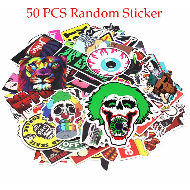 50 Random Sticker 200 шт. случайный Винил Скейтборд Футляр шлем Стикеры наклейка ATV мотоцикла Наклейки для автомобиля Мода Rossi забавные Стикеры бомба - Цвет: 50 Random Sticker