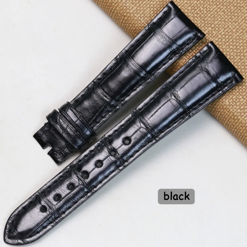 Black without buckle Pesno, 20 мм, 18 мм, высокое качество, кожа аллигатора, кожаный ремешок для часов, черный, темно-коричневый, ремешок для часов, мужские часы, аксессуар для Зенита - Цвет ремешка: Black without buckle