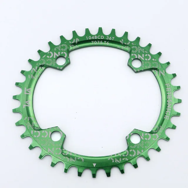 36T Green Oval MTB кольцо цепи велосипеда 104 BCD 32 T/34 T/36 T Rolls овальная узкая широкая велосипедная цепь колеса передняя звезда для велосипедных частей Кривошип Корона - Цвет: 36T Green Oval