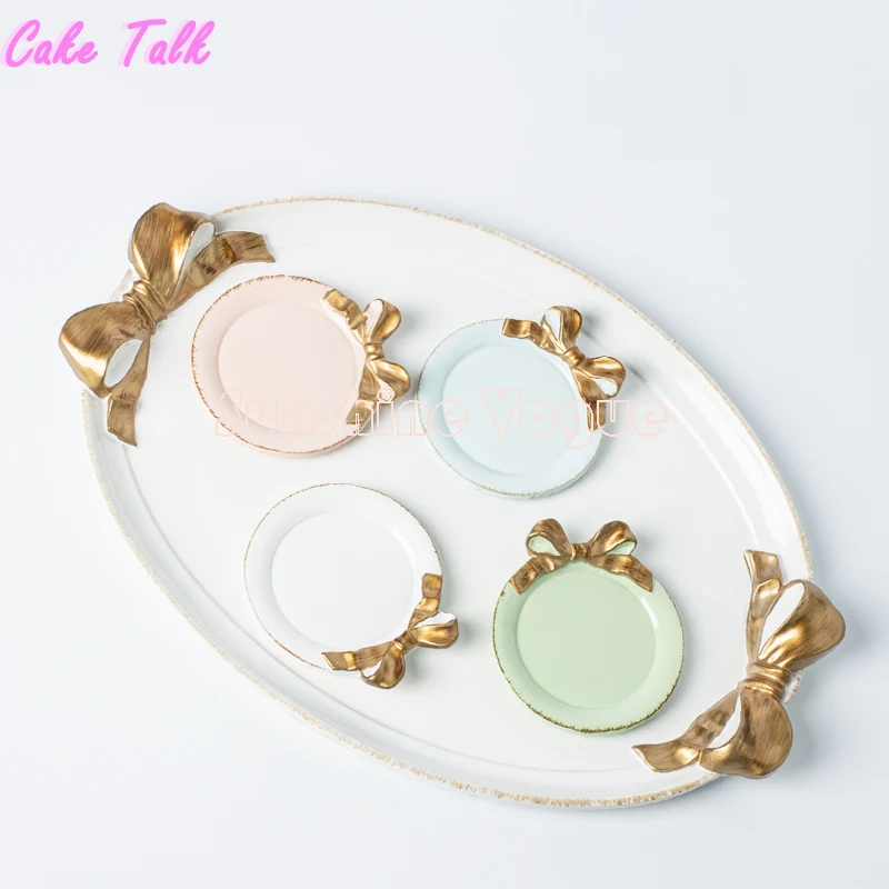 Бант поднос для торта десертная тарелка Набор цветных подносов винтажная посуда