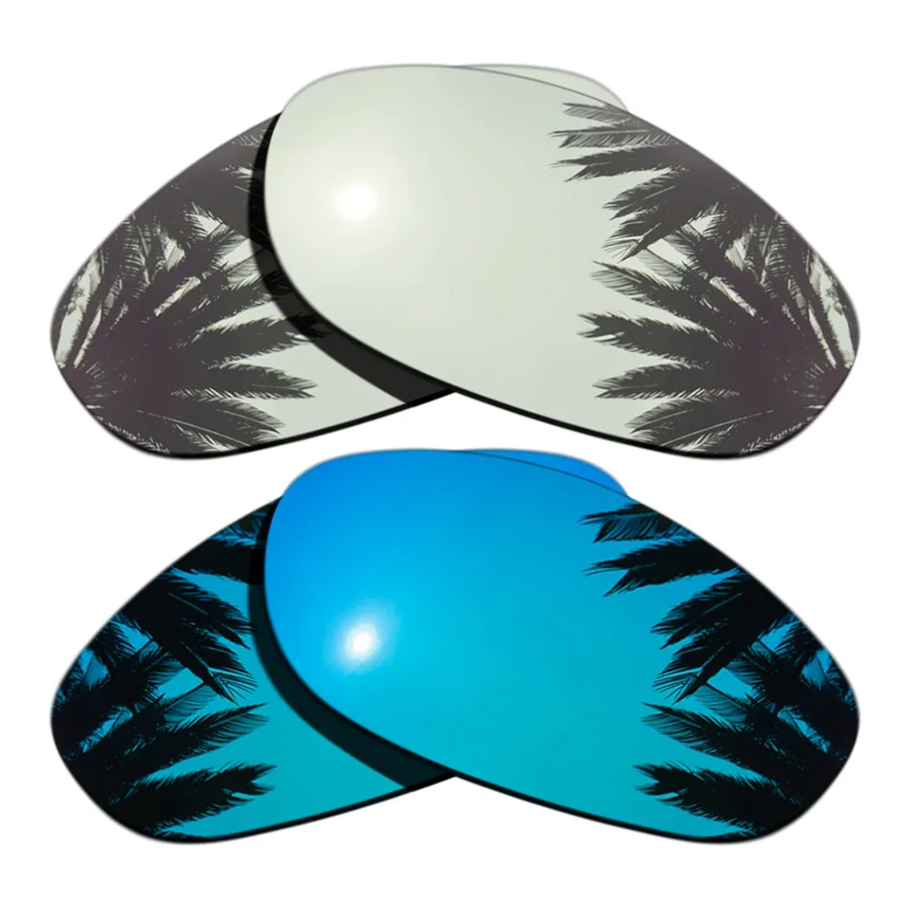 (Silver Mirrored+Ice Blue Mirrored Coating) 2-Pairs Polarized Replacement Lenses for Monster Dog 100% UVA & UVB Protection