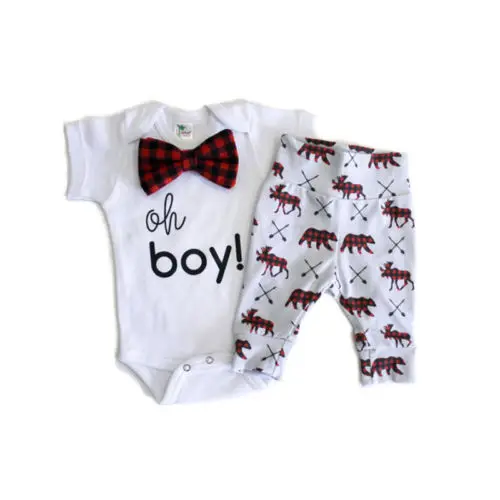 Casual Cotton Baby Suit!! Infant Boys Bow Tie Romper Pants Jumpsuit Outfits Clothes Size 0-2Y |