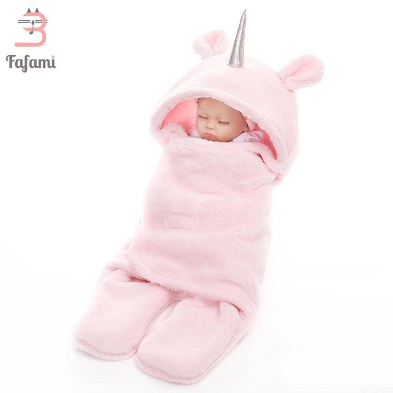 

Unicorn Baby Blankets Newborn A lever Warm Baby Swaddle Winter Baby Sleeping Bag Double Layer Velvet Thicken New Born Swaddling
