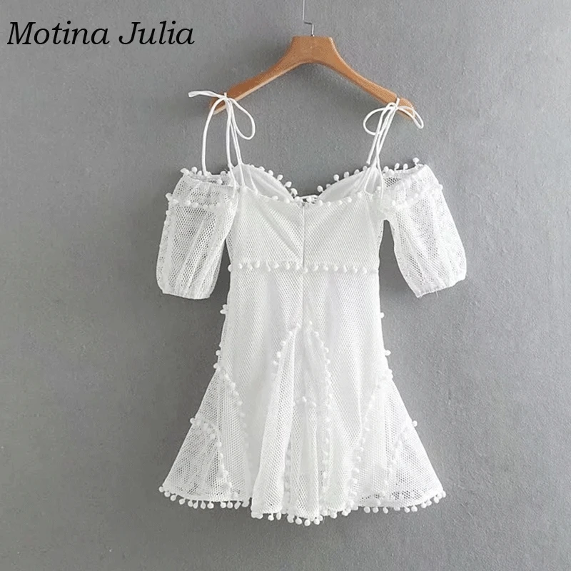 Motina Julia 2019 Летнее белое Открытое платье женское шикарное вечернее с открытыми