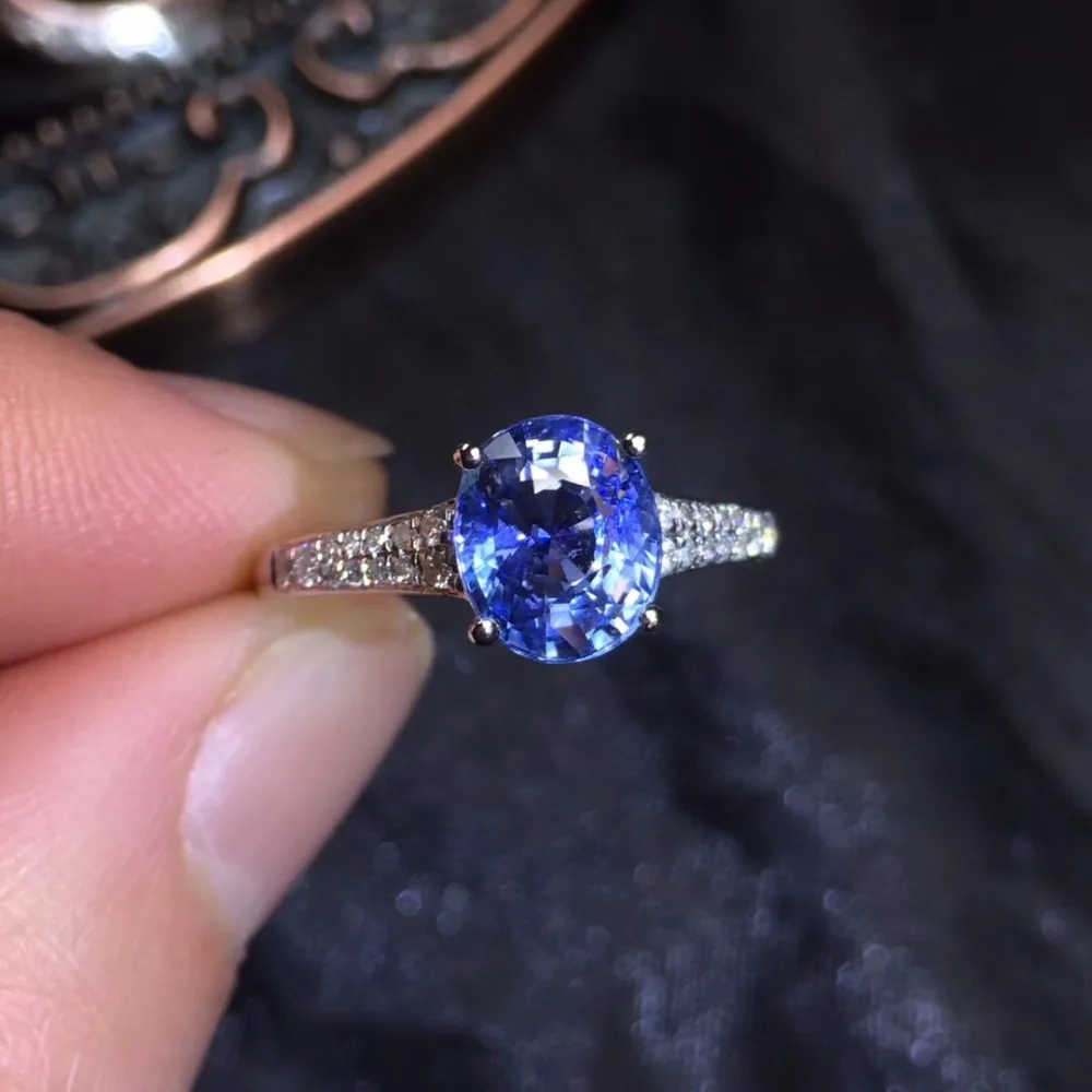 Ювелирные изделия Настоящее 18K 100% натуральный 2.39ct синий сапфир драгоценный