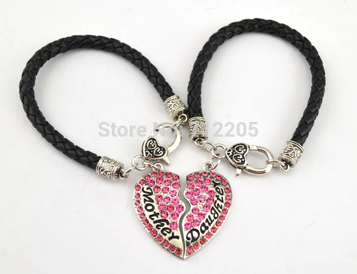 Браслет с подвеской в виде сердца 20 шт./Лот родиевым покрытием для мамы и дочки