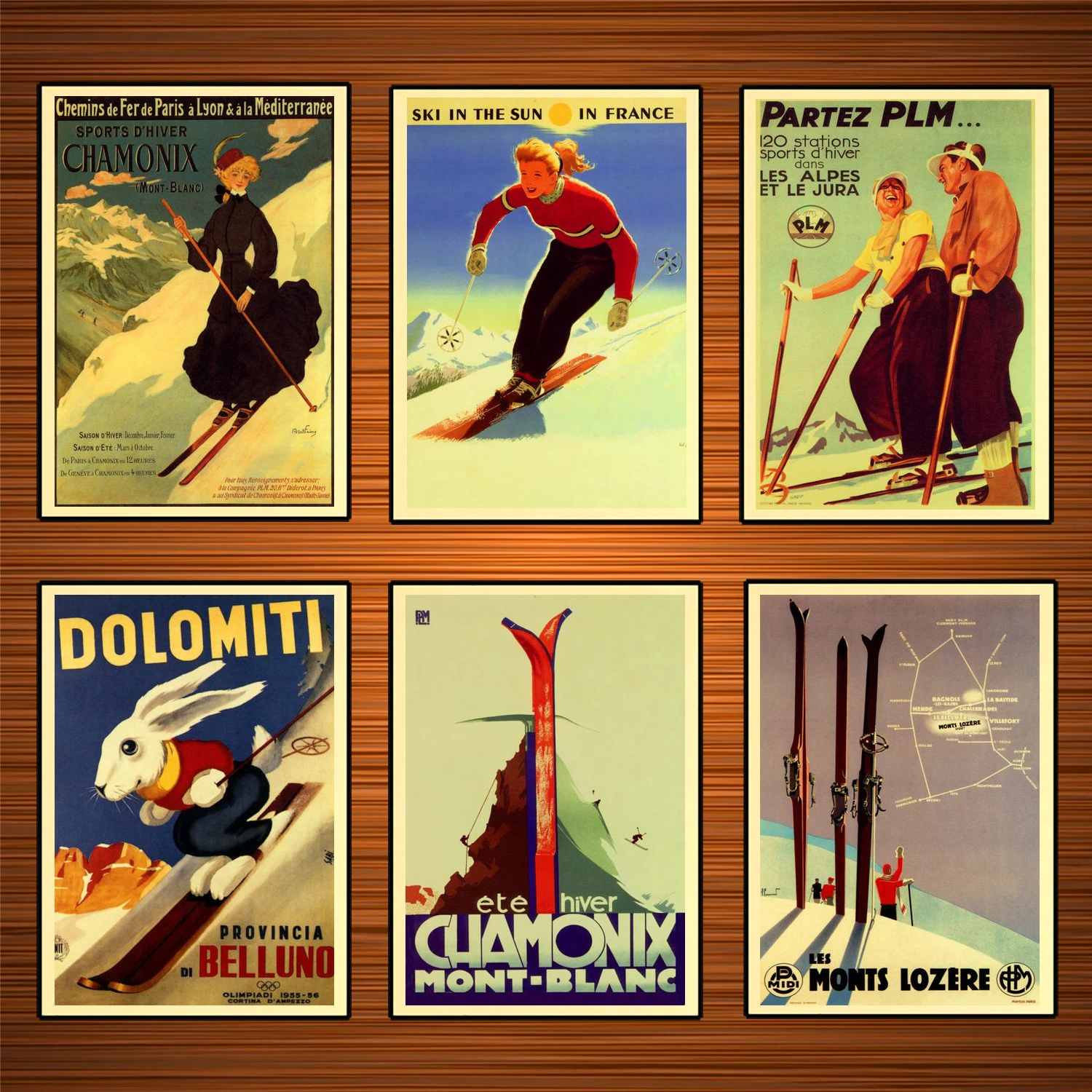 Винтажный постер для катания на лыжах спорта путешествий плакат классические