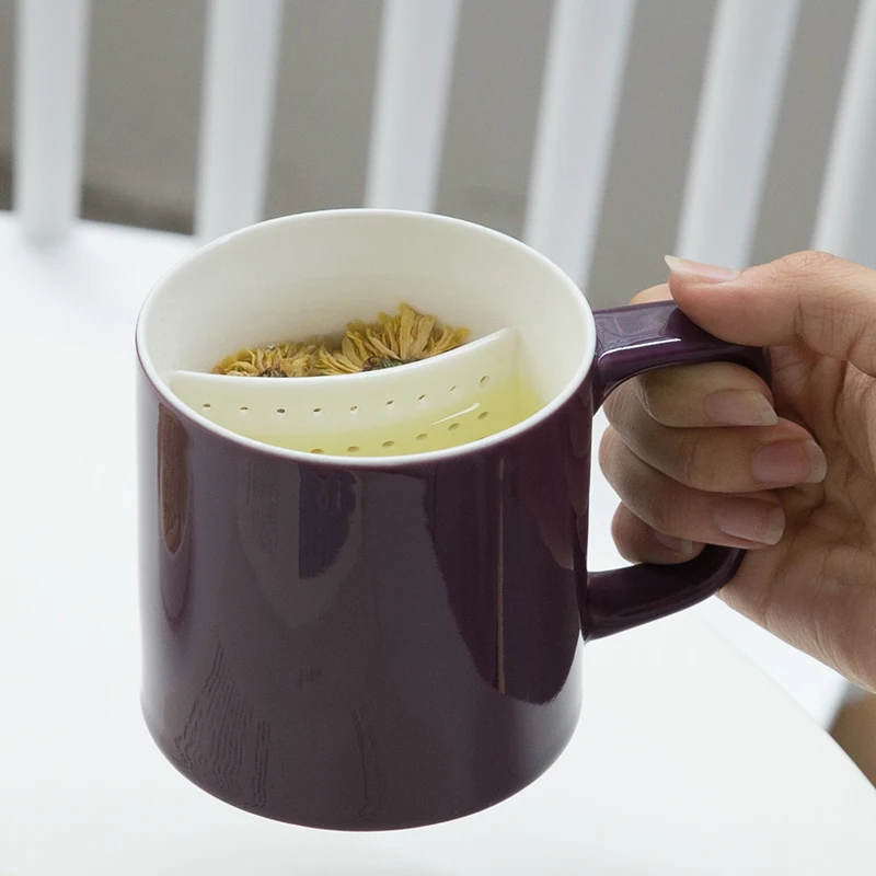 Творческий Фарфор Чай кружка с Infuser крышкой 380 мл Керамика чашка фильтром Пивная