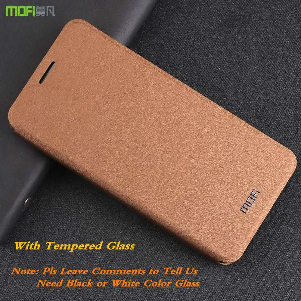 Brown with Glass MOFi флип-чехол для xiaomi A2 TPU чехол для Xio mi A2 из искусственной кожи для xiaomi 6X силиконовый чехол-книжка из ТПУ - Цвет: Brown with Glass