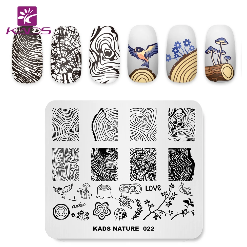 KADS Nature 022 пластины для стемпинга ногтей Joyful Designs дизайн ногтей штамп шаблон изображения пластина декоративный для маникюра DIY аксессуары