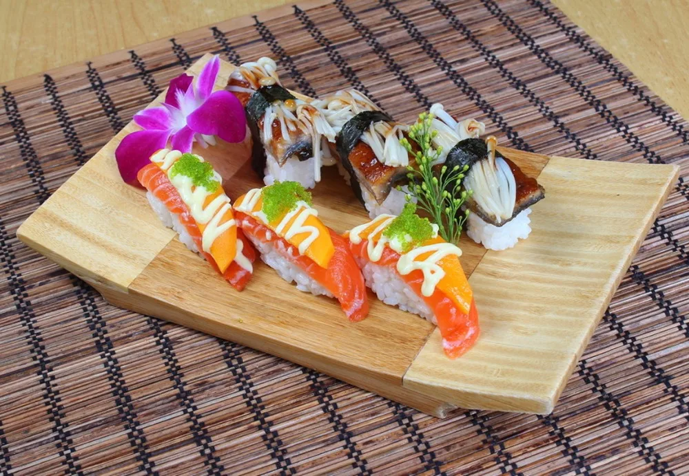 Новинка Бамбуковая тарелка для суши с мостиками посуда типа свиток пищевой