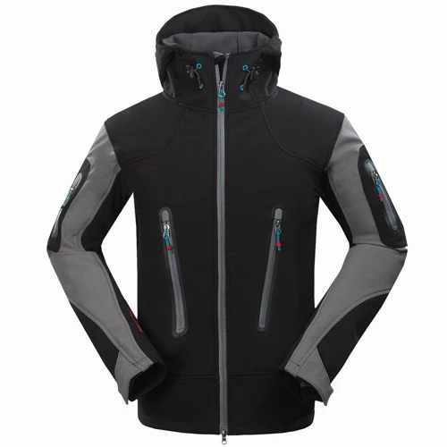 9096 black gray Пользовательские печати водонепроницаемый открытый альпинистский горный туризм Одежда с подогревом флисовая куртка Мужская Рыбалка Охота Лыжная одежда - Цвет: 9096 black gray