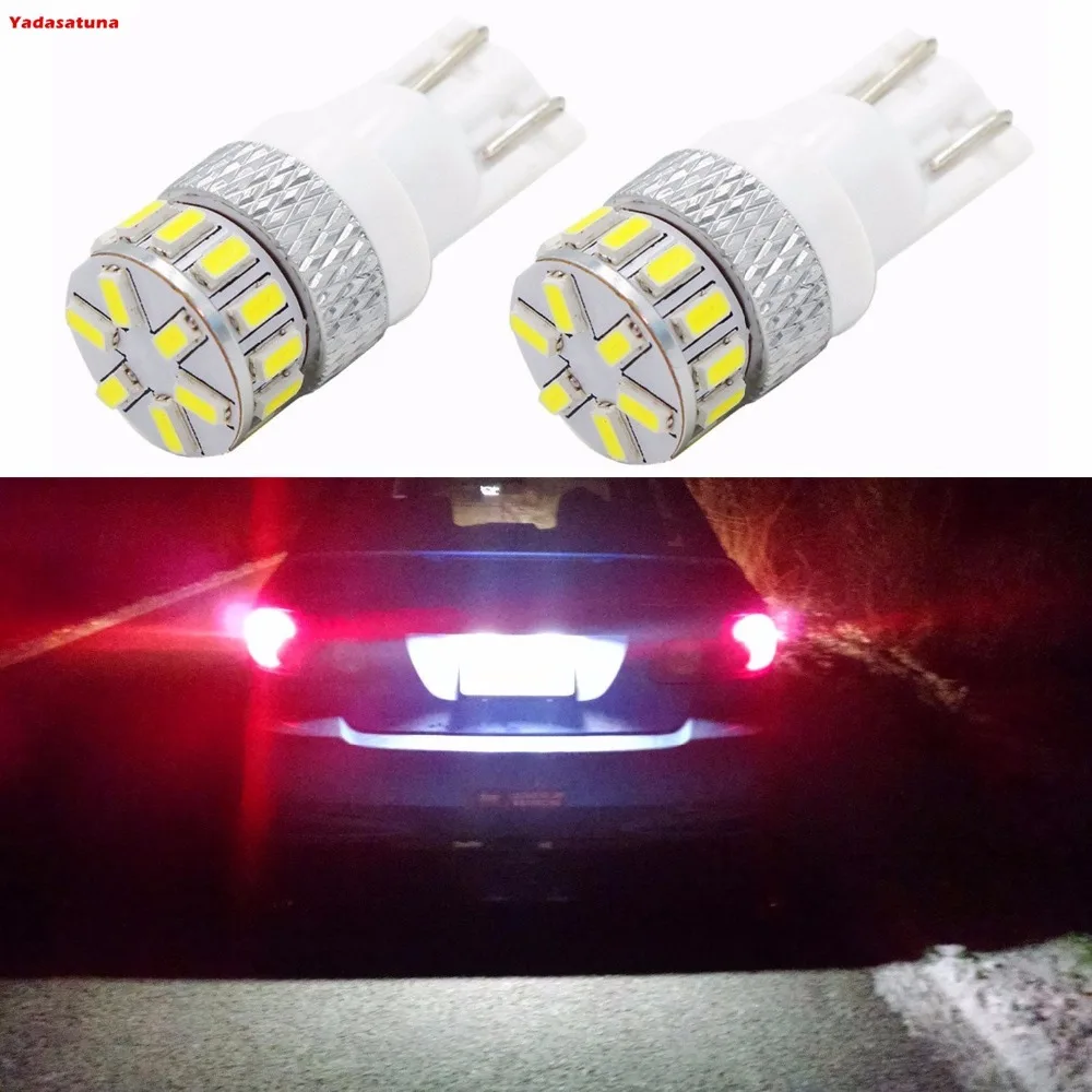 

2Pcs New 4014 18-SMD T10 Wedge 194 168 2825 W5W 175 6000K White LED Bulbs Replacement Lamps (License Plate Tag Light, White)