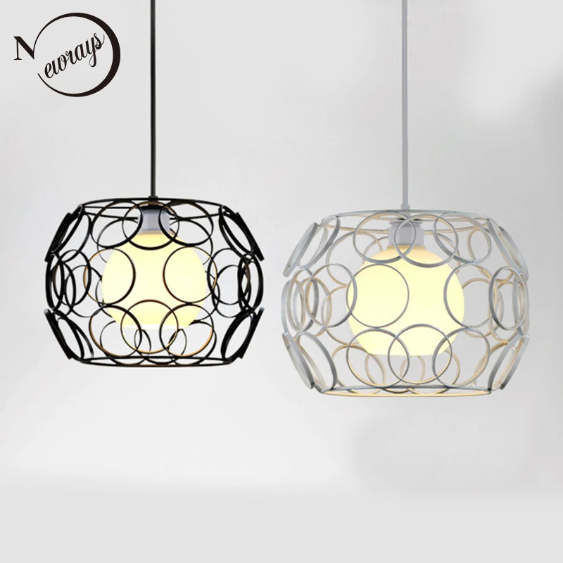 

Modern iron painted creative corrugated lampshade pendant lamp E27 LED 220V pendant light for living room bedroom hallway hotel