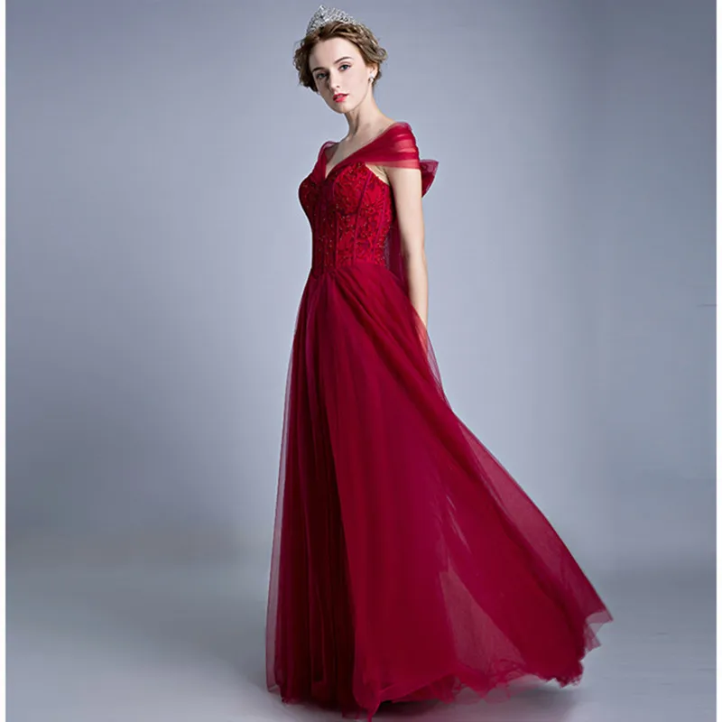 Vestido De Desta новое вино красное свадебное платье Элегантные Длинные Кружева