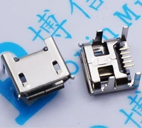 100pcs micro usb mini connector 5pin seat jack micro 4 feet with side inserting plate mini usb connector for mobile tail plug