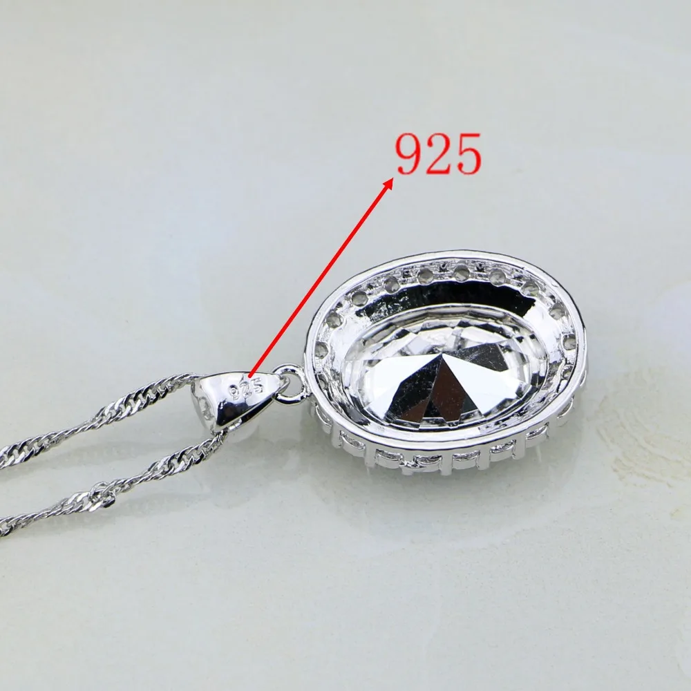 Круглые Мистик Радуга своих белый Камни 925 стерлингов Серебряные комплекты ювелирных изделий для Для женщин свадебные Цепочки и ожерелья/Серьги/кулон/кольцо