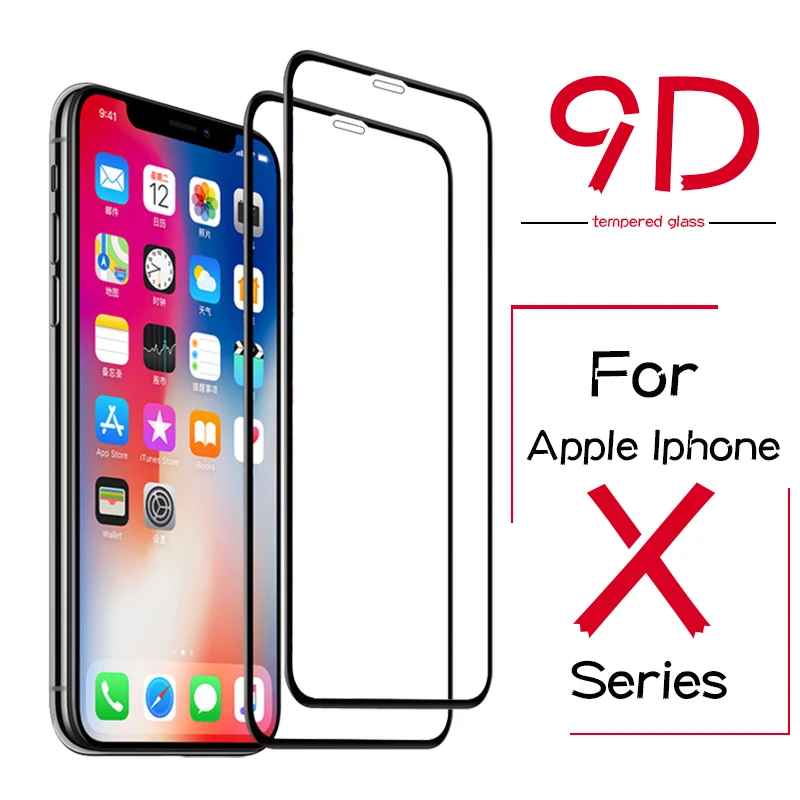 Закаленное стекло 9D для Apple iphone X XS Max XR Защитная пленка экрана ipfone iohone ihpone ifone xs smax x