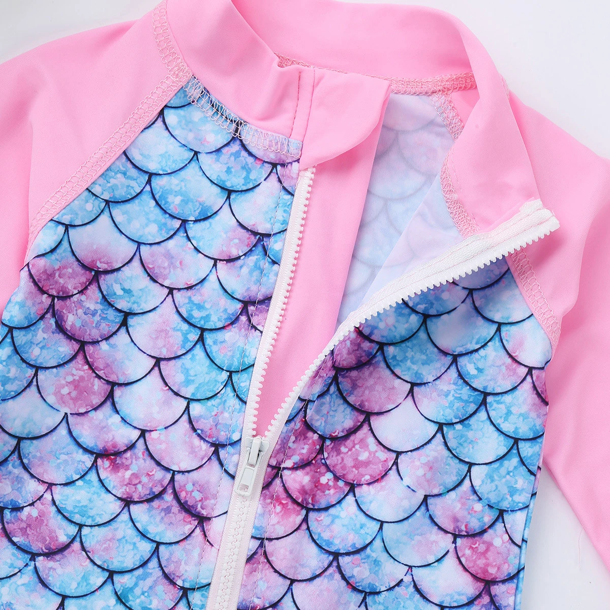 Цельный купальник Русалочки с длинными рукавами для маленьких девочек купальный