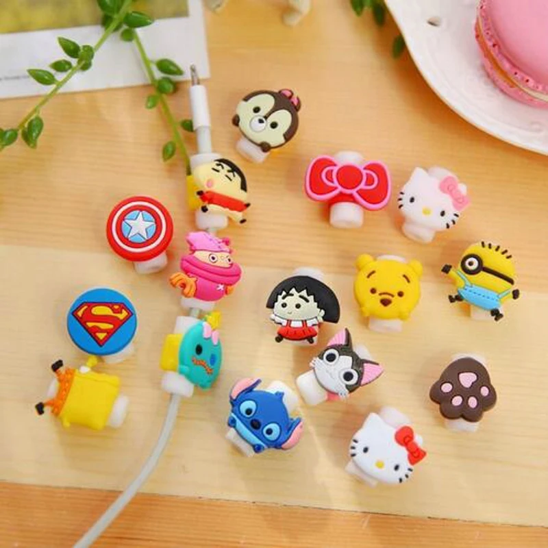 

Cute Cartoon Cable Protector Data Line Cord Protector Protective Case Cable Winder Cover For iPhone USB Charging Cable 25 Styles