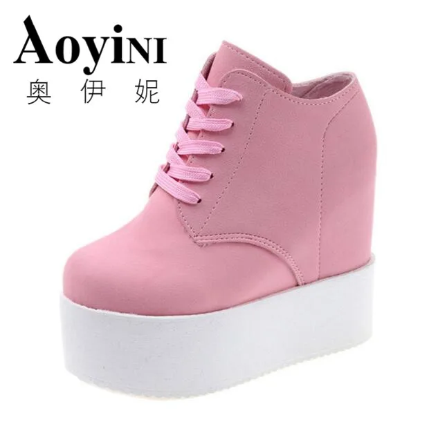 Женская парусиновая обувь на платформе и высоком каблуке 12 см zapatos mujer chaussure femme