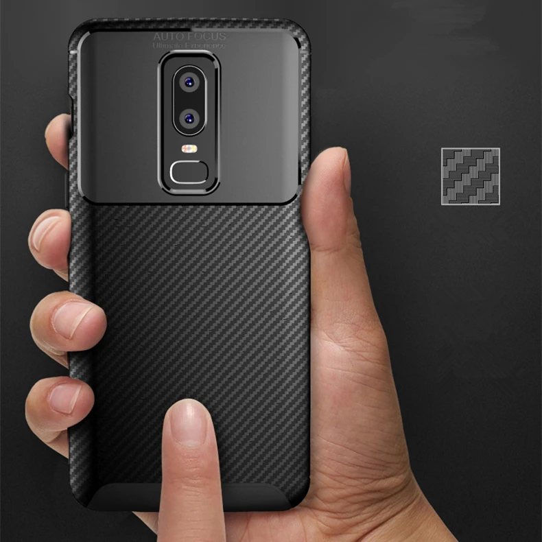 Чехол из углеродного волокна для Oneplus 6 A6000 тонкий прочный противоударный мягкий