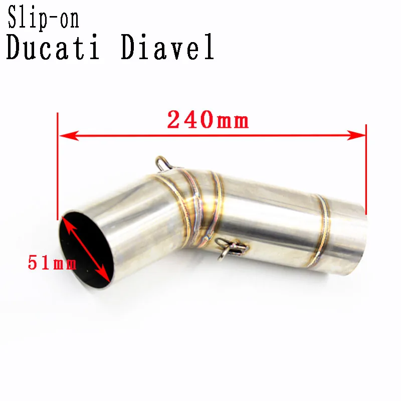 

Free Shipping Slip-On Exhaust For DUCATI DIAVEL Modifed Middle Pipe Link Connect Tube Motorcycle Parts Without Muffler
