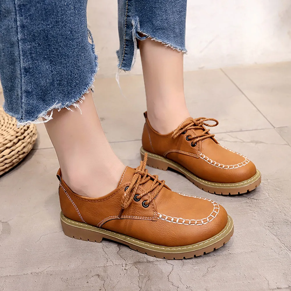 YOUYEDIAN/Женская обувь Модные кожаные повседневные ботинки на плоской подошве со