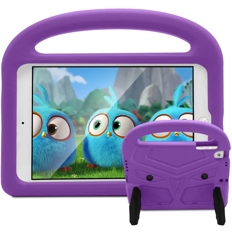 purple-xiao ma que Для ipad pro 9,7 'Прочный Силиконовый противоударный резиновый чехол для ipad 5/6 Детская Ручка Стенд защитный чехол для ipad - Цвет: purple-xiao ma que
