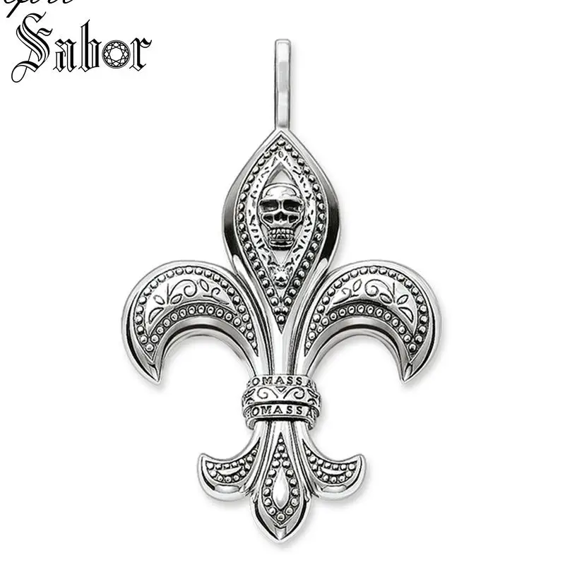 Fleur-de-lis Кулон бык Череп Буйвола, новинка, модное ювелирное изделие, 925 пробы, серебро, кубический цирконий, подарок для женщин, подходит для ожерелья thomas - Окраска металла: Fleur-de-lis