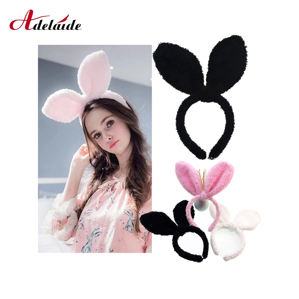 Милая повязка на голову с заячьими ушками дизайнерские пушистые ободки для волос