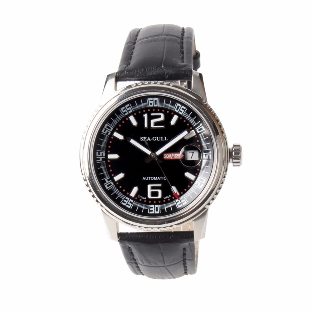 Мужские часы Seagull с монетами светящиеся из натуральной кожи спортивные