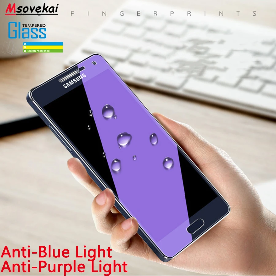 Закаленное стекло для SAMSUNG Galaxy A8 A6 Plus J4 J6 J8 J2 Pro A7 2018 J5 J7 Prime Max защита экрана синий
