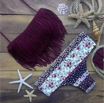 Женский купальник с цветочным принтом бандажный пуш-ап пляжная одежда S96201J |