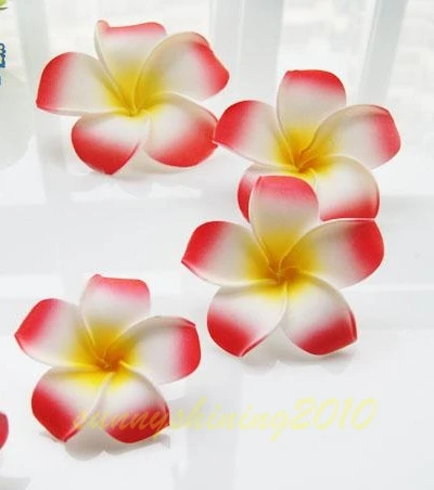 50 Red Foam Hawaiian Plumeria flower Frangipani Flower bridal hair clip 6cm