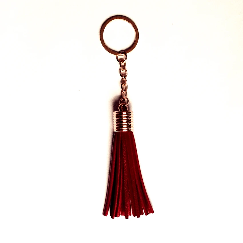 12pcs Mini Pu Leather Tassels Key Chain Women Simple Tassel Keychain Bag Pendant Rose Gold Color Cap Car Holder Jewelry | Украшения и