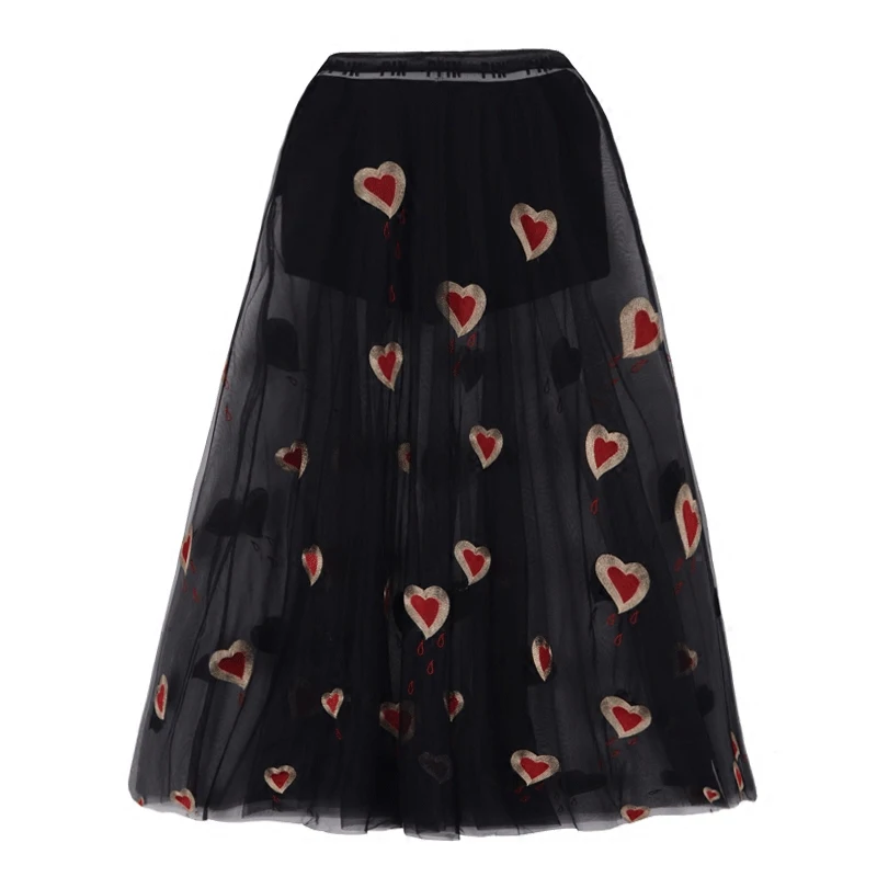 Женская летняя модная длинная трапециевидная черная юбка с высокой талией и