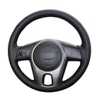 Искусственная кожа черного цвета, сшитая вручную, для Kia Forte чехол рулевого колеса автомобиля-2009, Soul 2014-2010, Rio 2013-2009