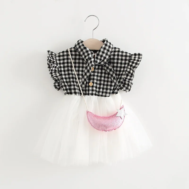 2018 летние новые детское платье Корейская версия цветочный плед для девочек луна