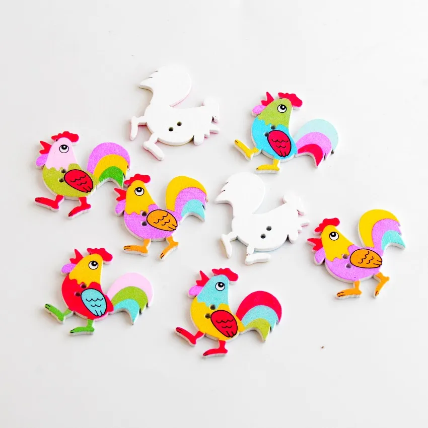 Бесплатная доставка 25 случайных цветов милое животное петух 2 отверстия