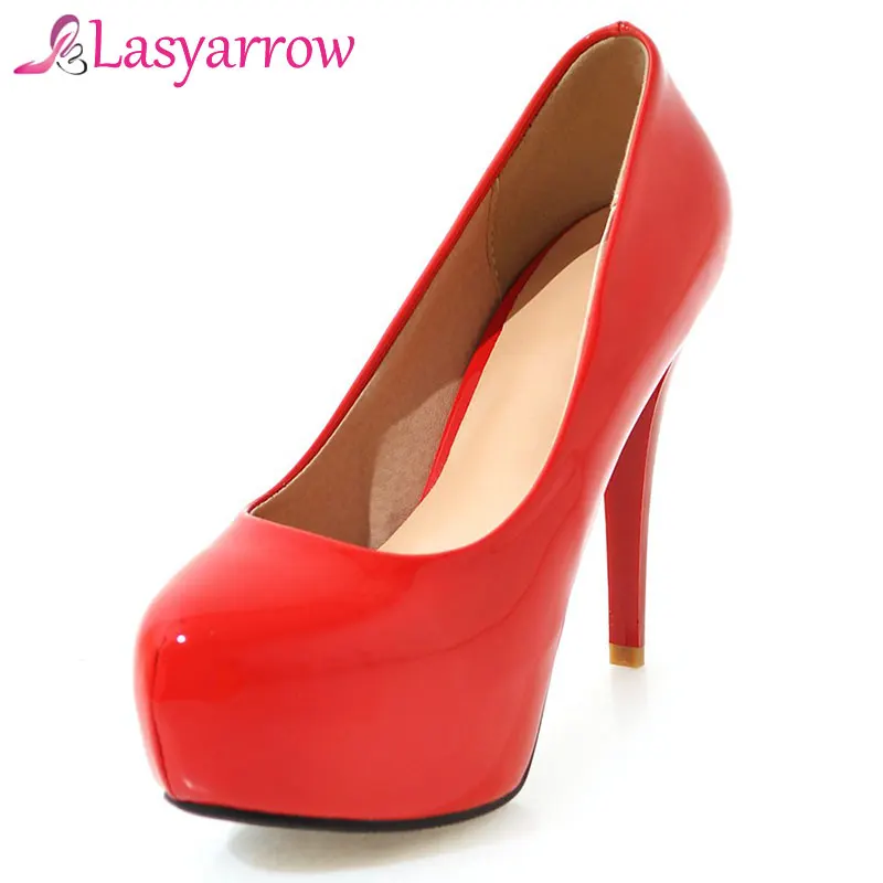 

Lasyarrow Brand Shoes Woman Fashion High Heels Pumps Shallow Round Toe Platform Pumps 12CM Heels Sexy Party Wedding Shoes RM484