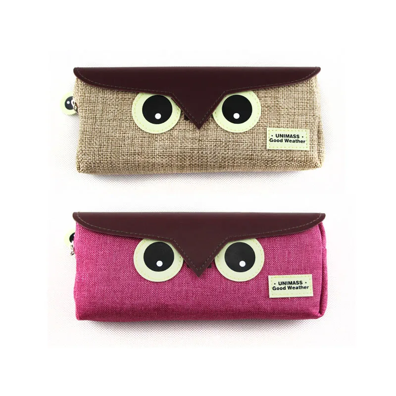 Винтажный льняной пенал для студентов школьный Милая Канцелярия Сова материал