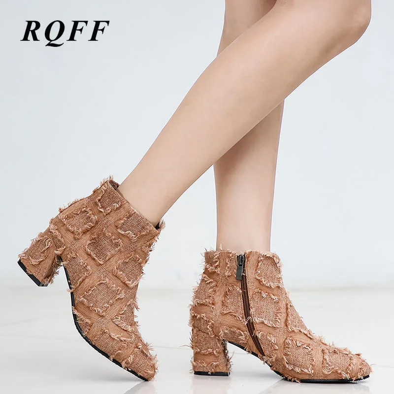 Обувь 2019 г. Новые женские ботильоны осень-зима модные ботинки на среднем