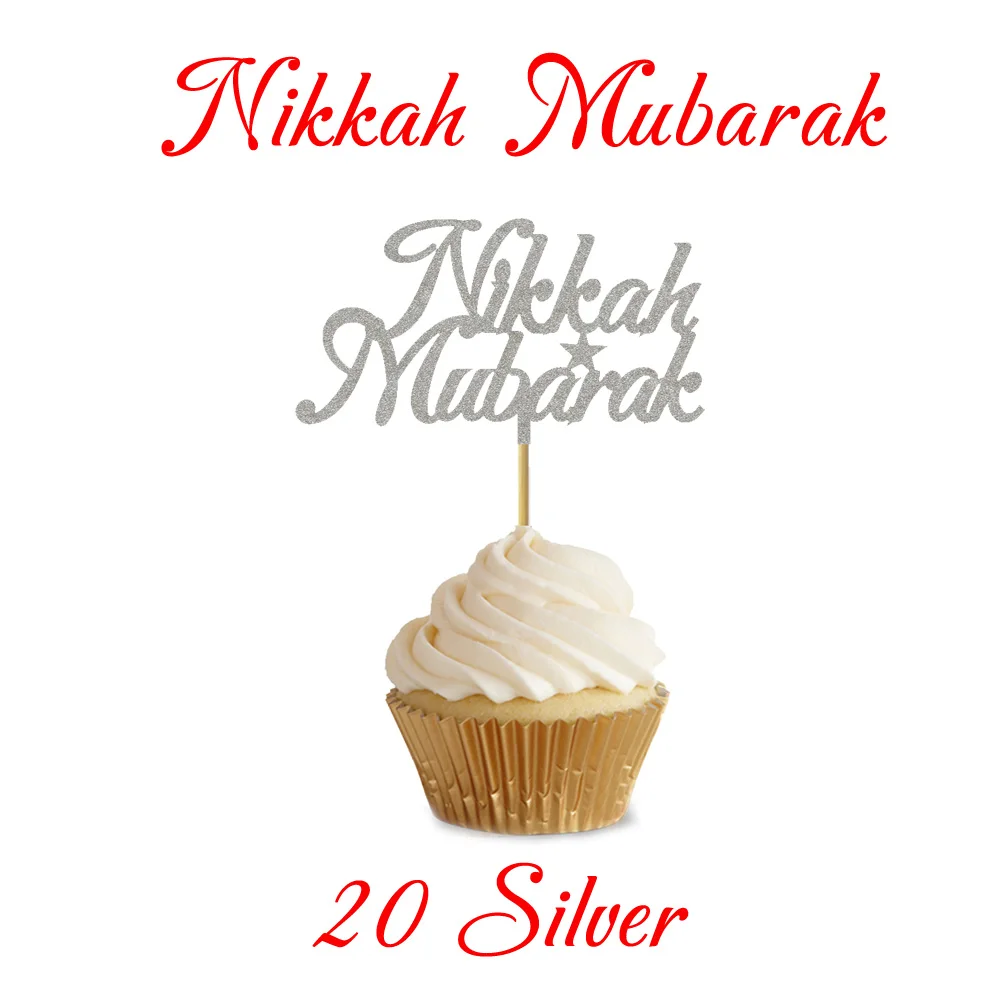 Nikkah Mubarak 20 шт 3x5 дюймов Eid украшения для кексов Nikkah Mubarak Eid Mubarak Hajj Mubarak Umrah Mubarak украшения для кексов для Eid al-Fitr украшения - Цвет: Nikkah Mubarak