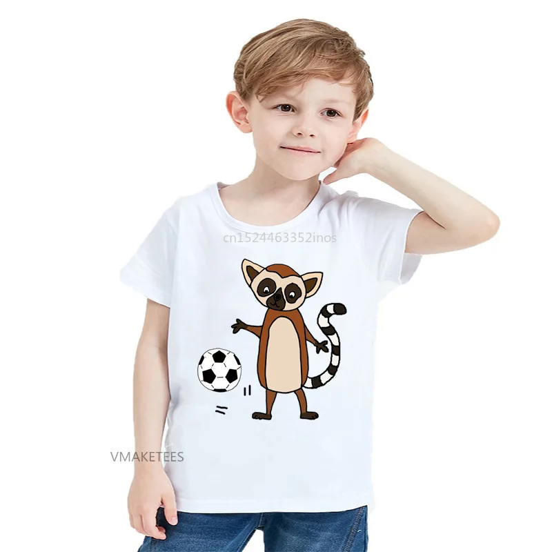 Летняя футболка с коротким рукавом для девочек и мальчиков классный Лемур